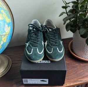 Aloha's Tb.490 Rife Forest Green Leather Sneakers